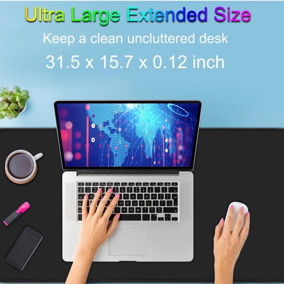 VicTsing Extended Large Gaming Mouse Pad - Black - Picture 2 of 3